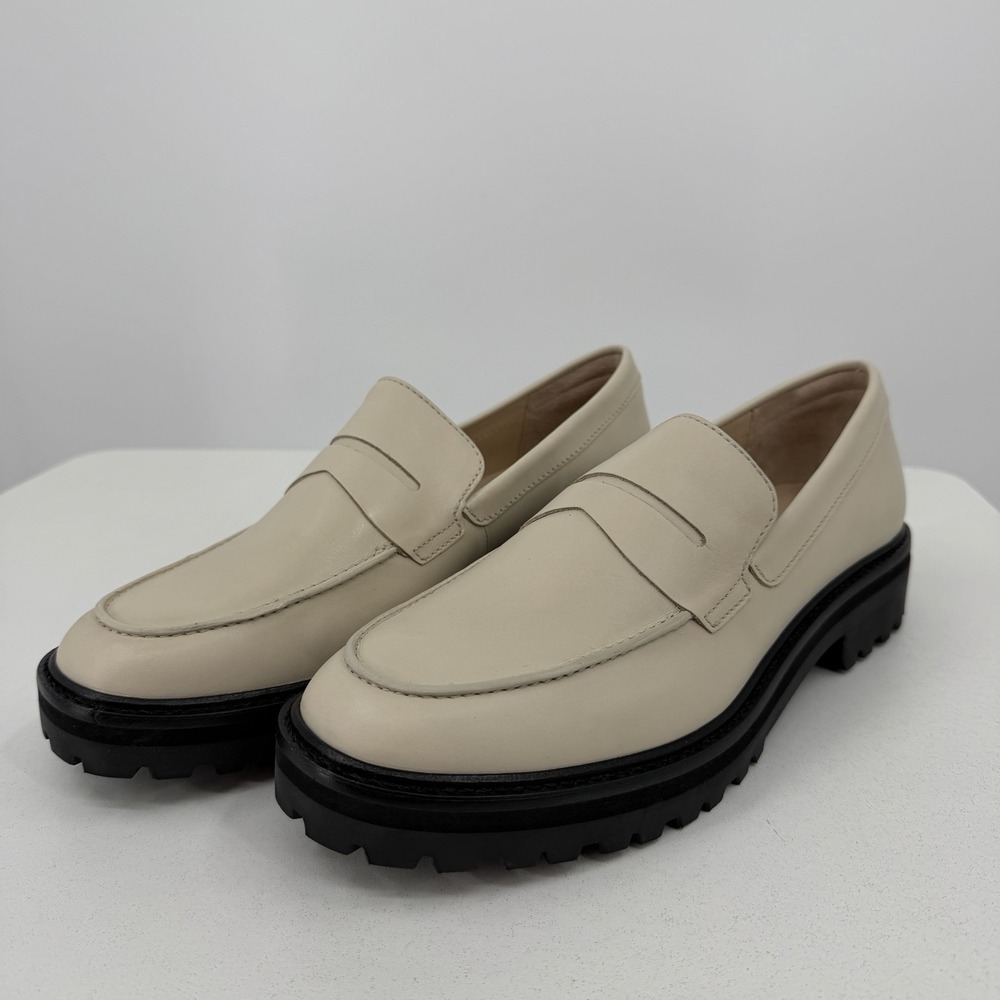 Everlane The Lug Loafer in Parchment/Ivory Leather size 8.5 Women's Chunky Heel